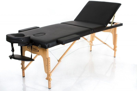 Massagebänk – Hopfällbar – RESTPRO Classic 3 – Justerbart ryggstöd – Trä - Svart