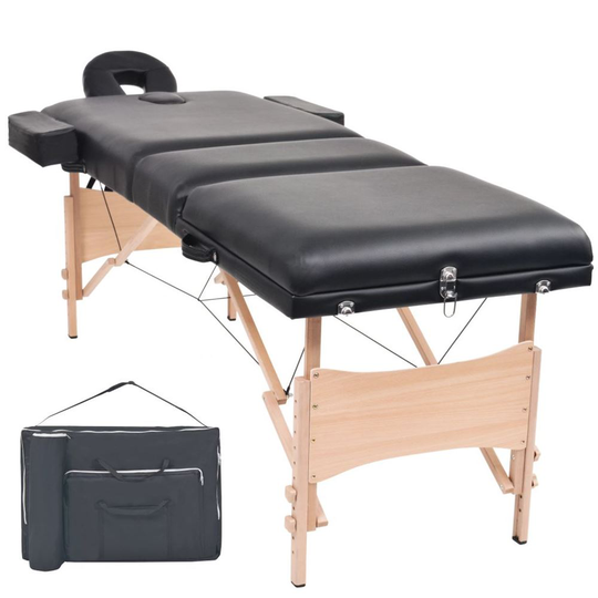 vidaXL Hopfällbar massagebänk 3 sektioner 10 cm tjock svart