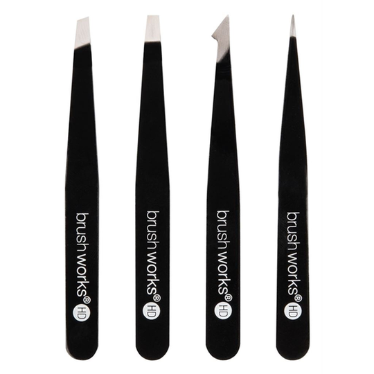 Brushworks HD Combination Tweezer Set Black