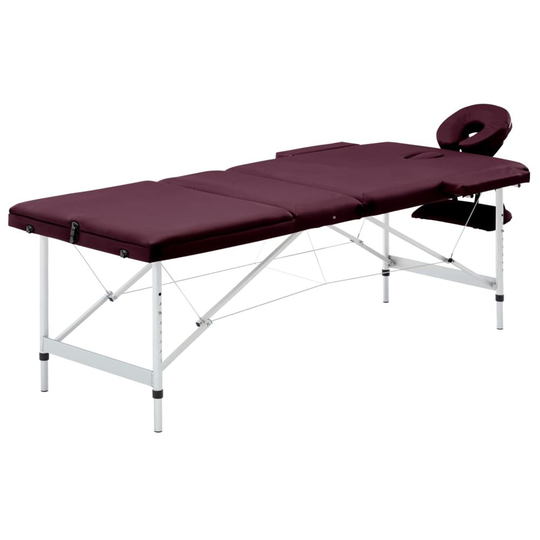 vidaXL Hopfällbar massagebänk 3 sektioner aluminium mörklila