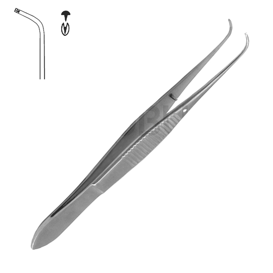 Pincett för finkirurgi Kraftigt böjd 1x2 Tänder 10,5cm