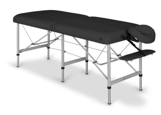 Bärbar massagebänk i aluminium – Hög max. belastning: 450 kg – MEDMAL PRO - Svart - 60 cm