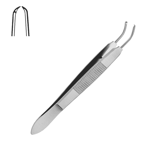 Castroviejo Fixeringspincett 1x2 Tänder Böjd 9,0cm