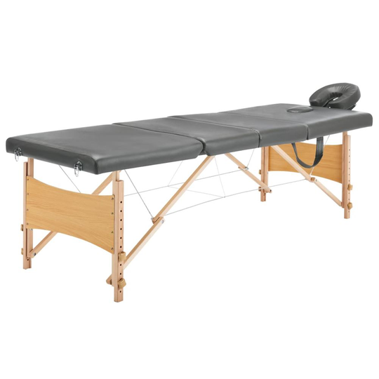 vidaXL Massagebänk med 4 zoner träram antracit186x68 cm