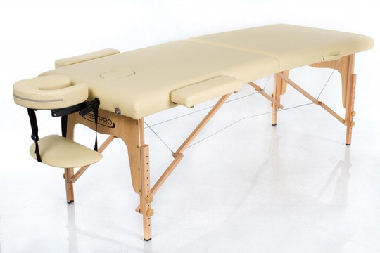 Bärbar massagebänk i trä – RESTPRO Classic 2 - Beige