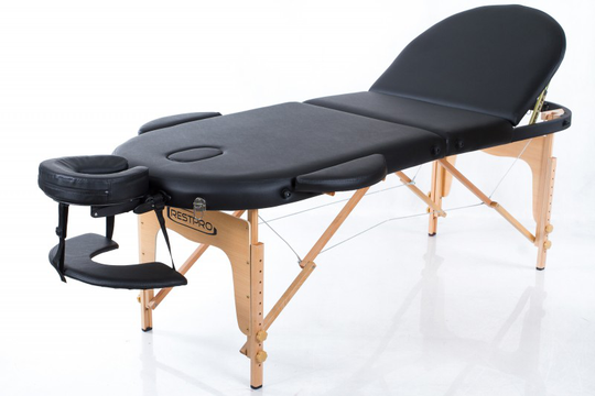 Bärbar massagebänk i trä – Ovalformad – RESTPRO Classic Oval 3 - Svart