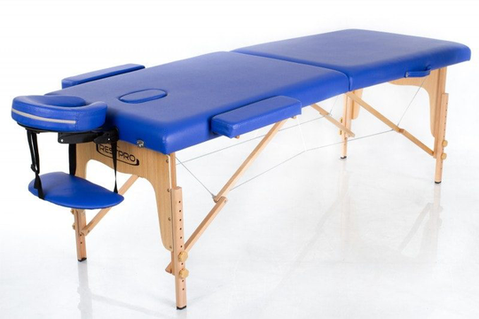Bärbar massagebänk i trä – RESTPRO Classic 2 - Blå