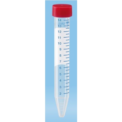 Rör kon botten skruvlock rött - 15ml D17xH120mm PP sterilt - 50 st/förp.