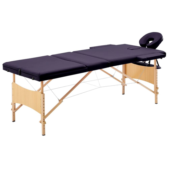 vidaXL Hopfällbar massagebänk 3 sektioner trä lila