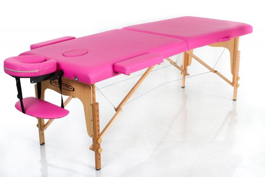 Bärbar massagebänk i trä – RESTPRO Classic 2 - Rosa
