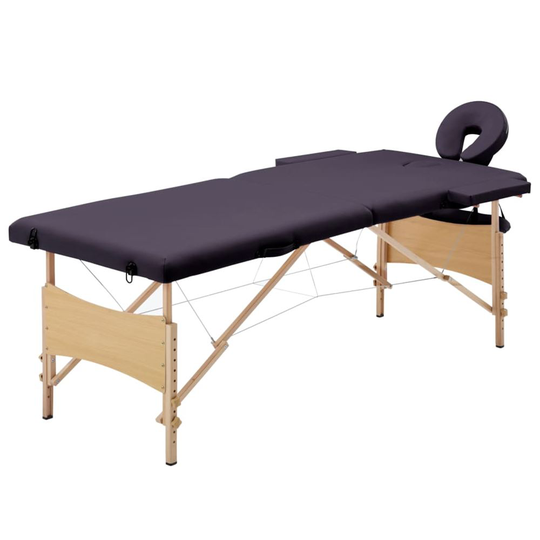 vidaXL Hopfällbar massagebänk 2 sektioner trä lila