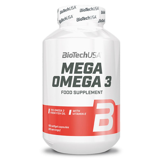 BioTechUSA Mega Omega 3, 180 caps, Omega-3 & Fettsyyror