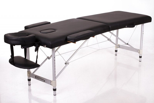 Bärbar massagebänk i aluminium – RESTPRO Alu 2 - Svart - 180 x 60 cm (M)