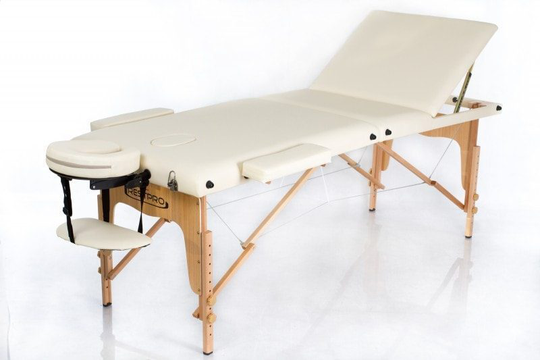 Massagebänk – Hopfällbar – RESTPRO Classic 3 – Justerbart ryggstöd – Trä - Krämvit