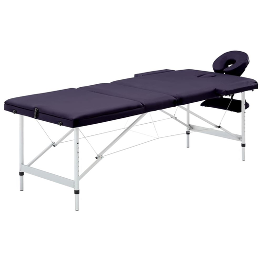 vidaXL Hopfällbar massagebänk 3 sektioner aluminium lila