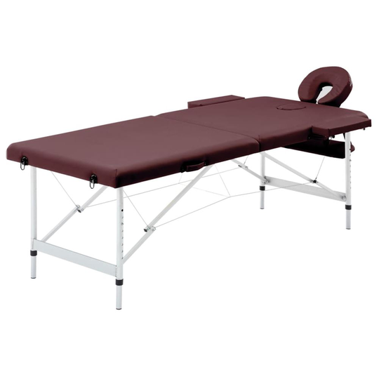 vidaXL Hopfällbar massagebänk 2 sektioner aluminium mörklila