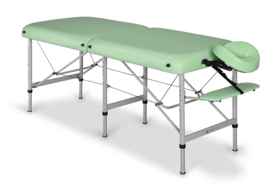 Bärbar massagebänk i aluminium – Hög max. belastning: 450 kg – MEDMAL PRO - Grön - 70 cm