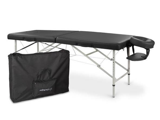 Bärbar massagebänk i aluminium – VERONA - Svart