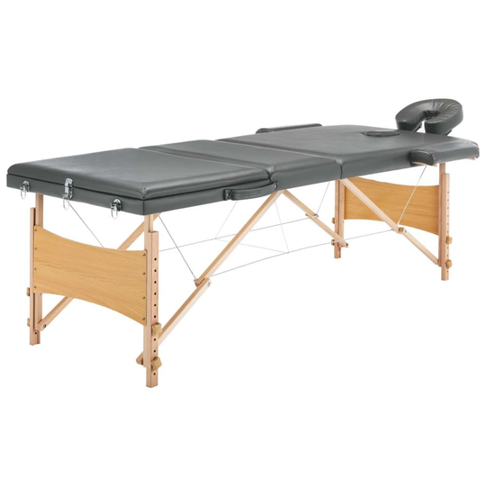 vidaXL Massagebänk med 3 zoner träram antracit186x68 cm