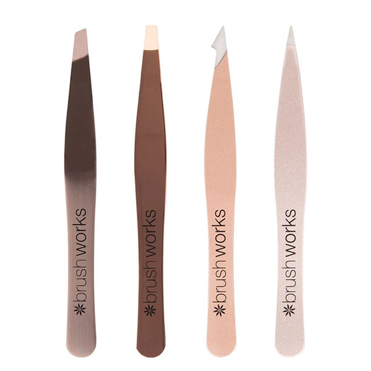 Brushworks HD 4 Combination Tweezer Set Roséguld